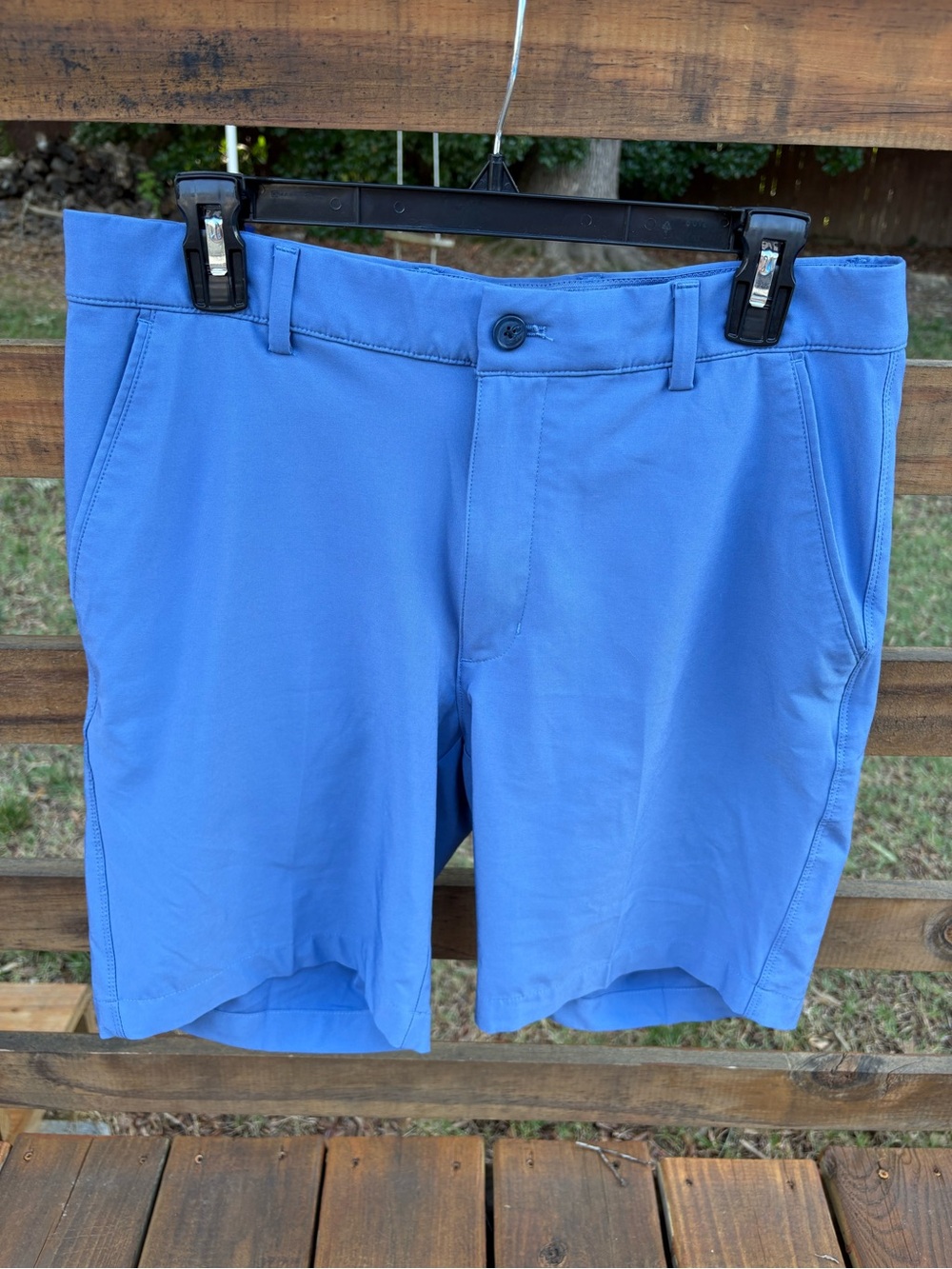 Greg Norman Golf Shorts Mens 32 Blue Performance Stretch Flat Front Golf Shorts